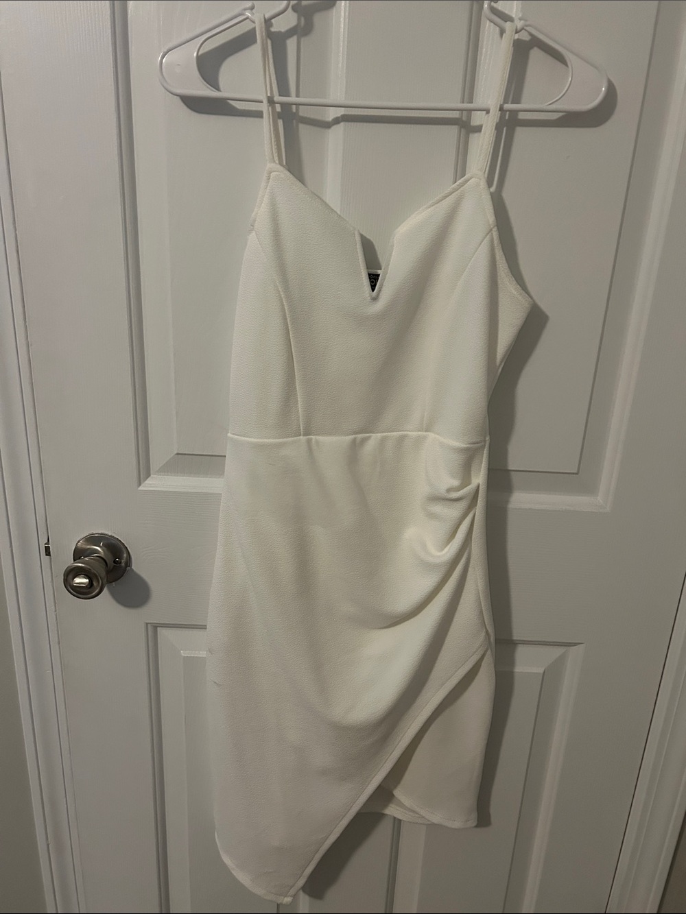 White Spaghetti Strap Asymmetric Dress